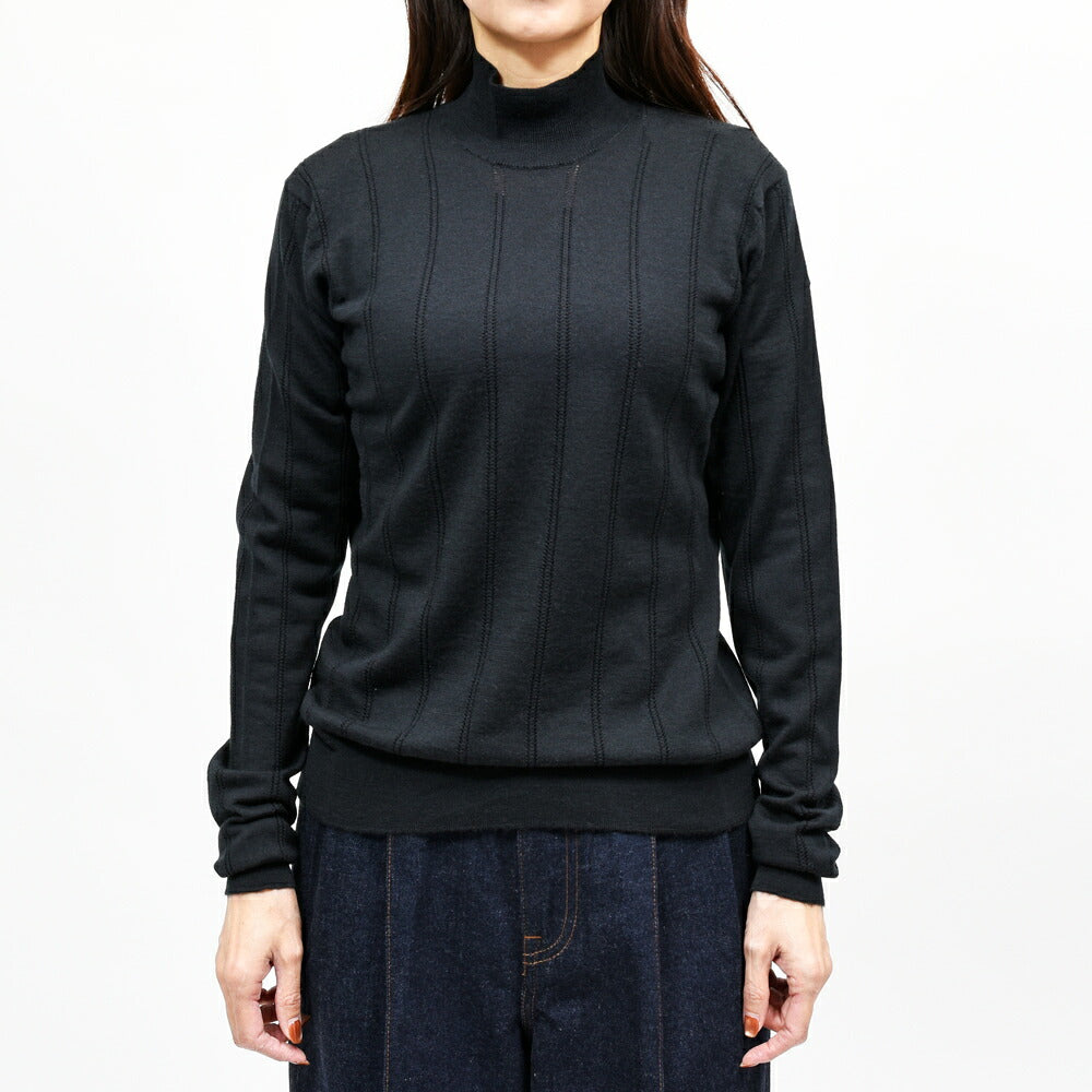 JOHN SMEDLEY(ジョンスメドレー) VENECIA ストライプアイレットモックネックプルオーバー 26066001030
