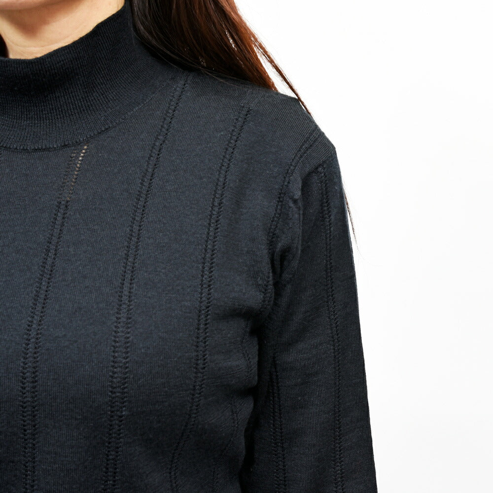 JOHN SMEDLEY(ジョンスメドレー) VENECIA ストライプアイレットモックネックプルオーバー 26066001030