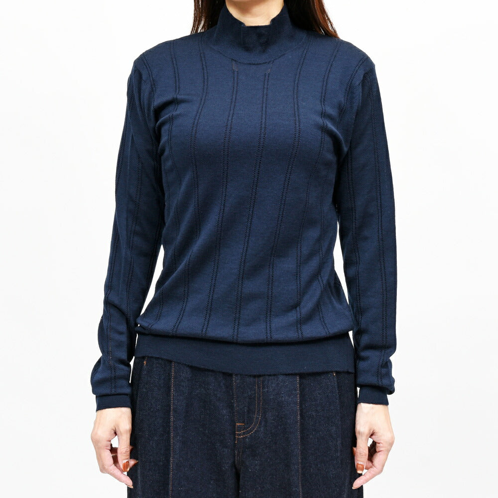 JOHN SMEDLEY(ジョンスメドレー) VENECIA ストライプアイレットモックネックプルオーバー 26066001030