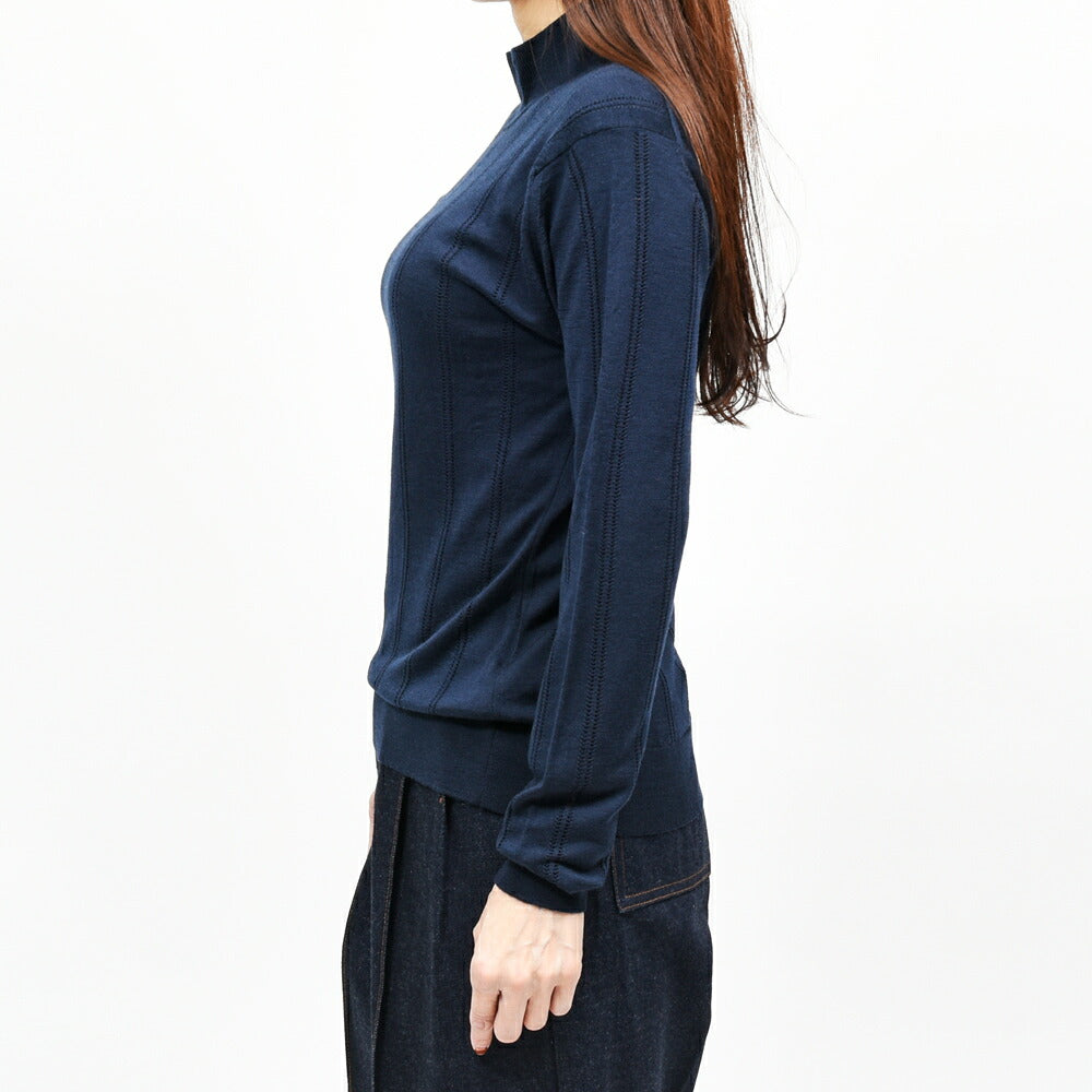 JOHN SMEDLEY(ジョンスメドレー) VENECIA ストライプアイレットモックネックプルオーバー 26066001030