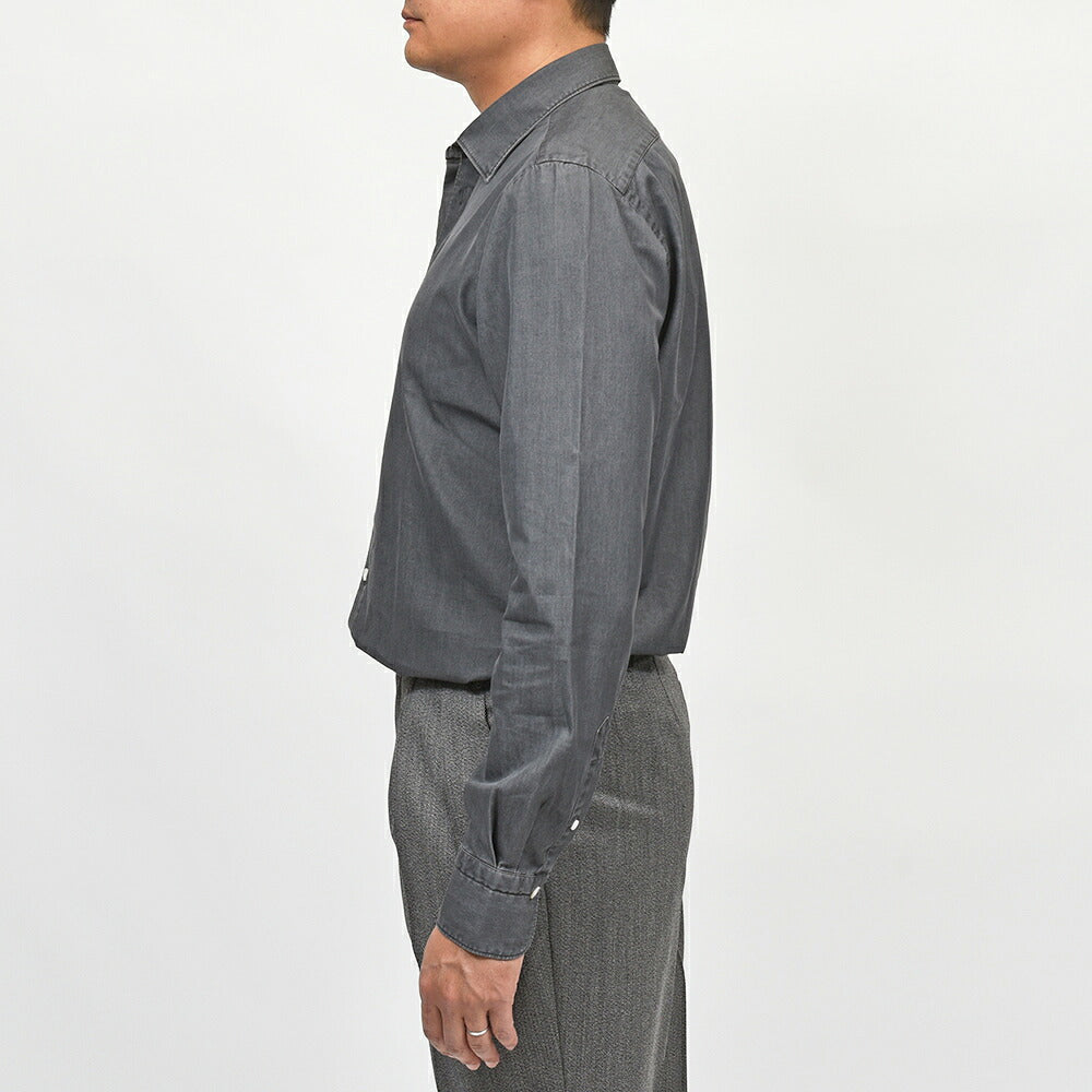 Finamore(フィナモレ)VITTORIO/BALI コットンシャンブレー セミワイドカラーシャツ
