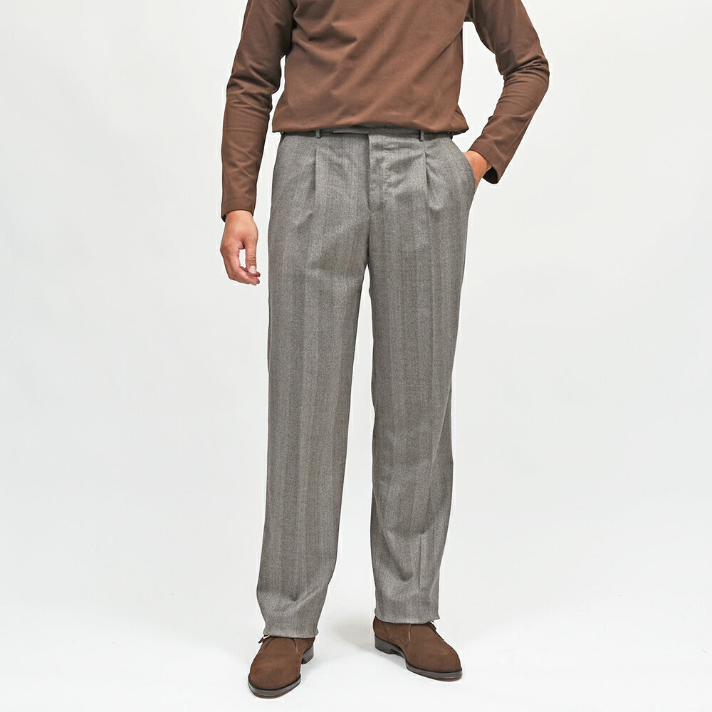PT TORINO(ピーティートリノ)SAMUEL ヴァージンウールストレッチ サキソニー ヘリンボーン 1プリーツパンツ ALTERNATIVE FIT/MR08