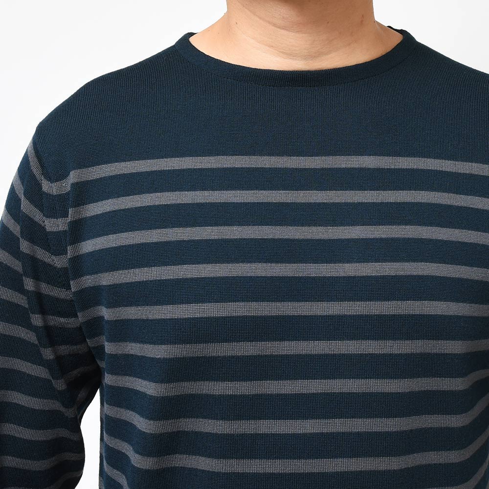 JOHN SMEDLEY ジョンスメドレー NORDEN メリノウール 24ゲージ ボーダー バスクシャツ ボートネック ニット
