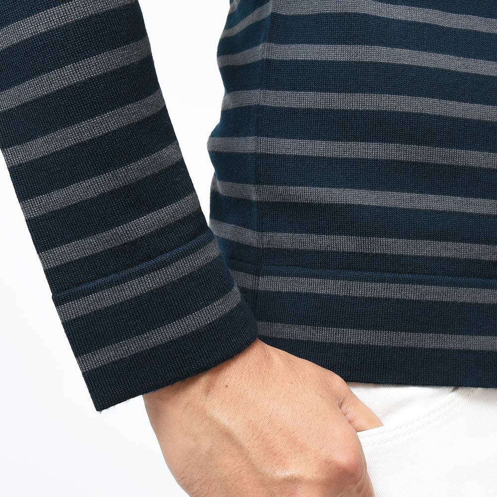 JOHN SMEDLEY ジョンスメドレー NORDEN メリノウール 24ゲージ ボーダー バスクシャツ ボートネック ニット
