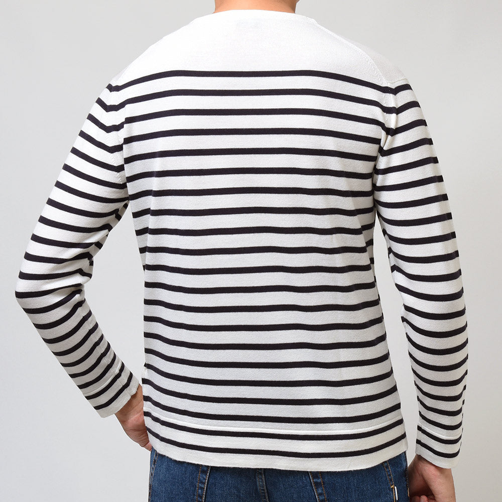 JOHN SMEDLEY ジョンスメドレー NORDEN メリノウール 24ゲージ ボーダー バスクシャツ ボートネック ニット