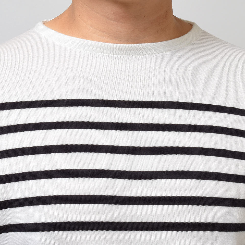 JOHN SMEDLEY ジョンスメドレー NORDEN メリノウール 24ゲージ ボーダー バスクシャツ ボートネック ニット