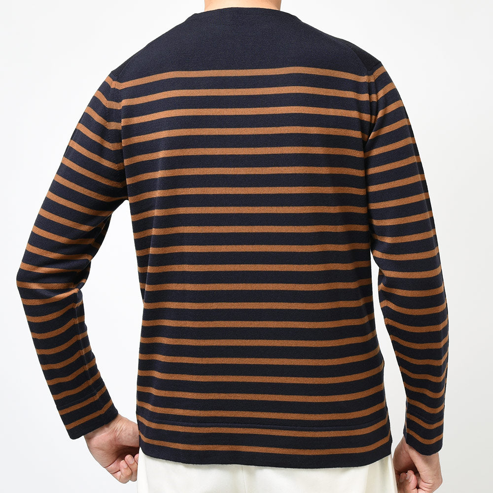 JOHN SMEDLEY ジョンスメドレー NORDEN メリノウール 24ゲージ ボーダー バスクシャツ ボートネック ニット