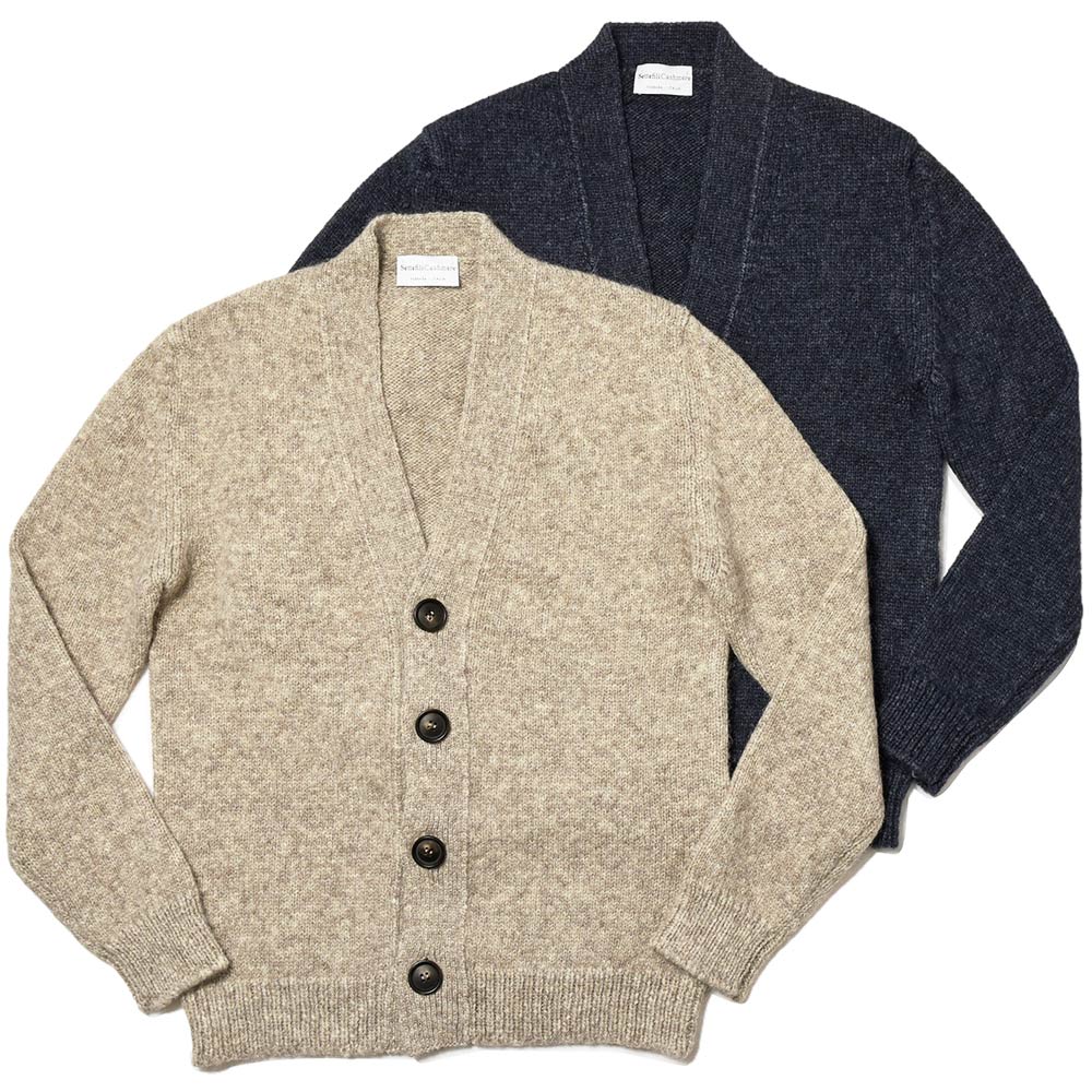 Settefili Cashmere セッテフィーリ カシミア アルパカ ナイロン メランジ ミドルゲージ Vネック ニットカーディガン