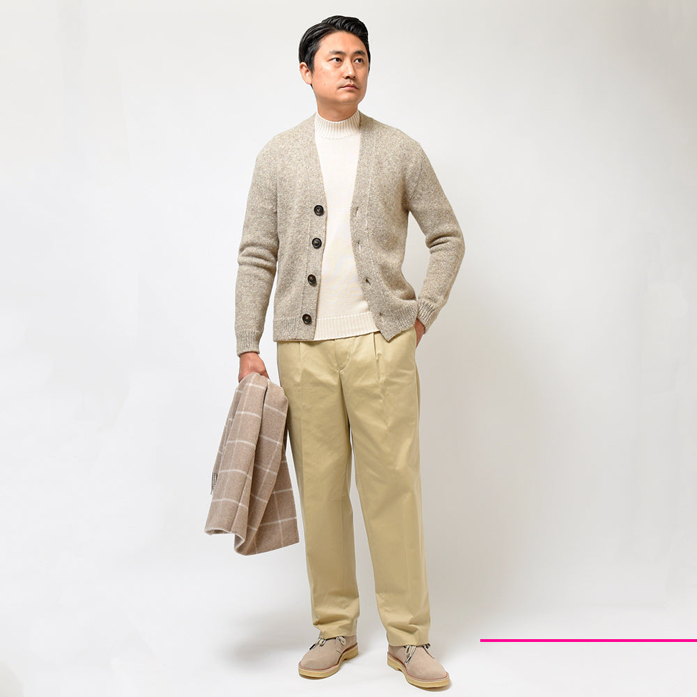 Settefili Cashmere セッテフィーリ カシミア アルパカ ナイロン メランジ ミドルゲージ Vネック ニットカーディガン