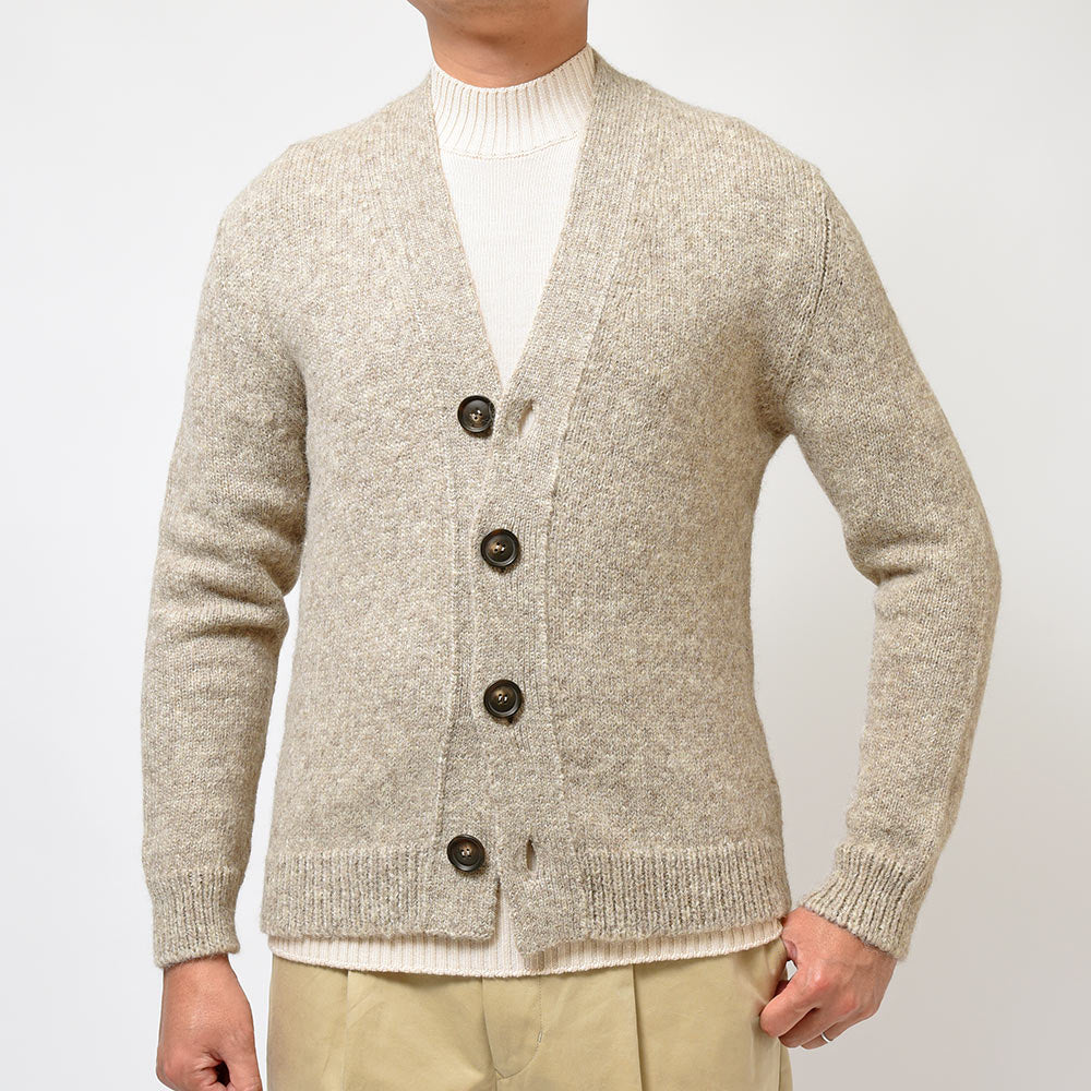 Settefili Cashmere セッテフィーリ カシミア アルパカ ナイロン メランジ ミドルゲージ Vネック ニットカーディガン