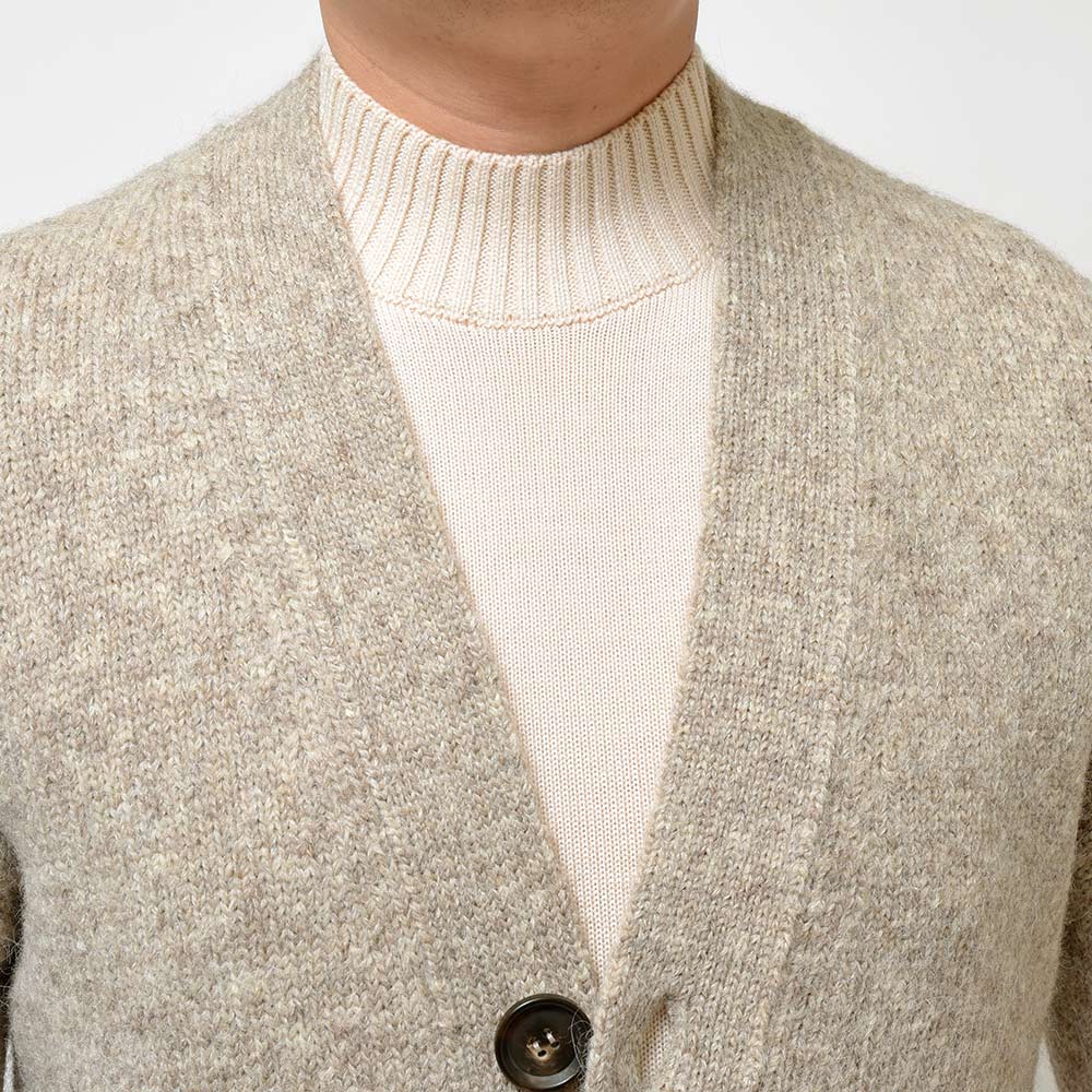 Settefili Cashmere セッテフィーリ カシミア アルパカ ナイロン メランジ ミドルゲージ Vネック ニットカーディガン
