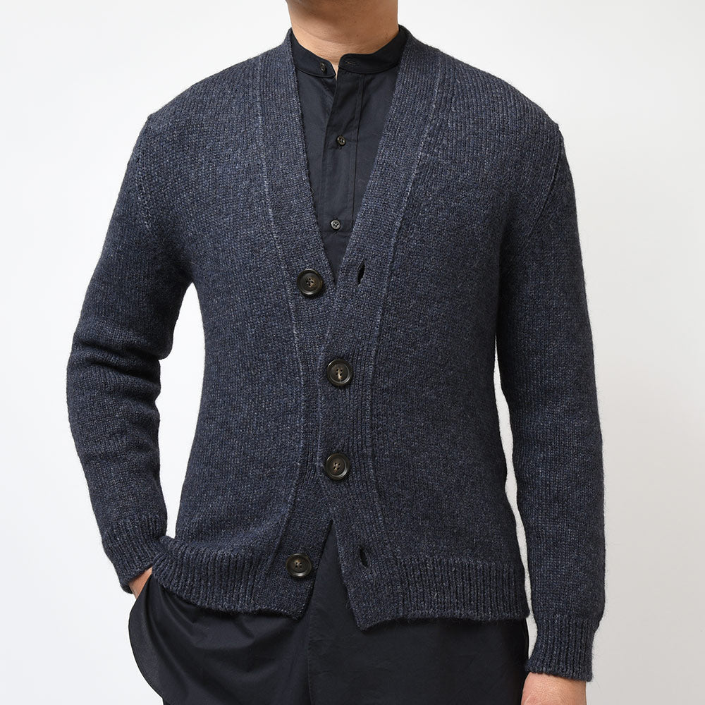 Settefili Cashmere セッテフィーリ カシミア アルパカ ナイロン メランジ ミドルゲージ Vネック ニットカーディガン