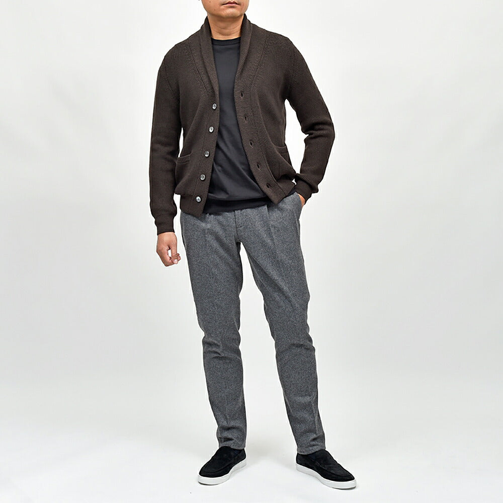 Settefili Cashmere(セッテフィーリ カシミア)ウール リブ編み ショールカラーカーディガン