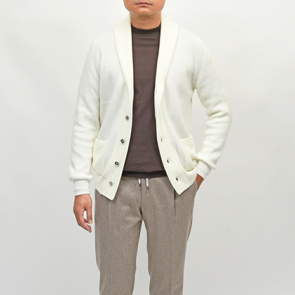 Settefili Cashmere(セッテフィーリ カシミア)ウール リブ編み ショールカラーカーディガン