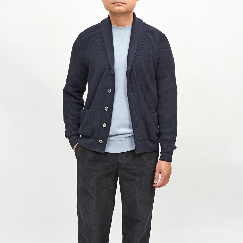 Settefili Cashmere(セッテフィーリ カシミア)ウール リブ編み ショールカラーカーディガン