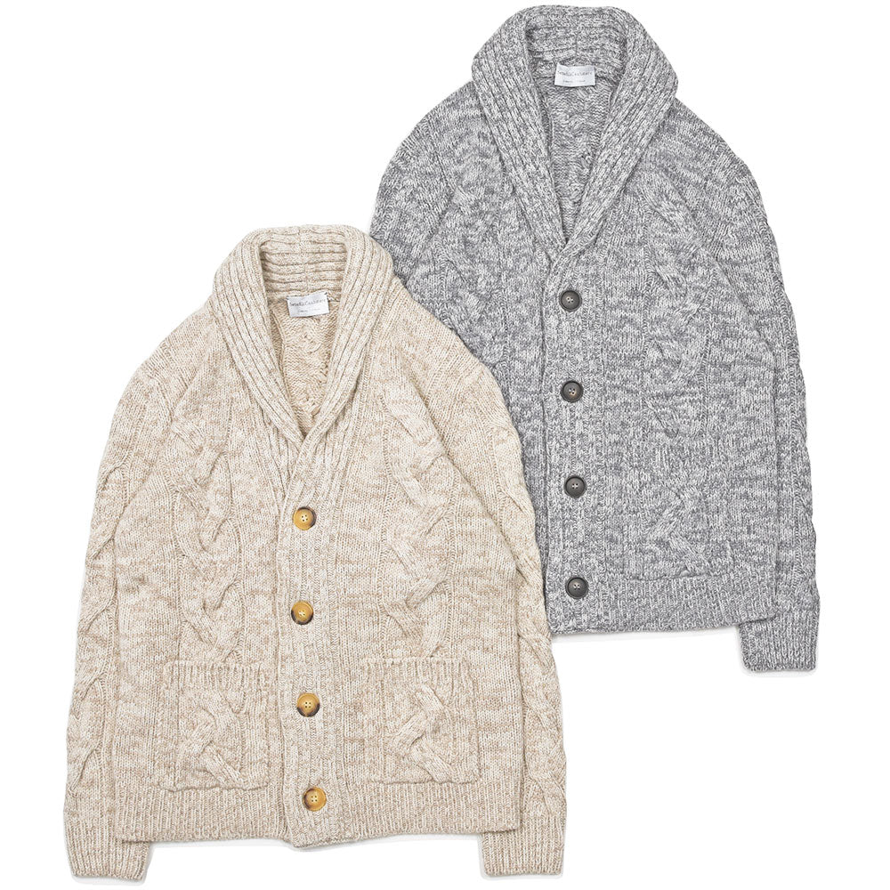 Settefili Cashmere(セッテフィーリ カシミア)ウールカシミヤ ケーブル ショールカラーカーディガン