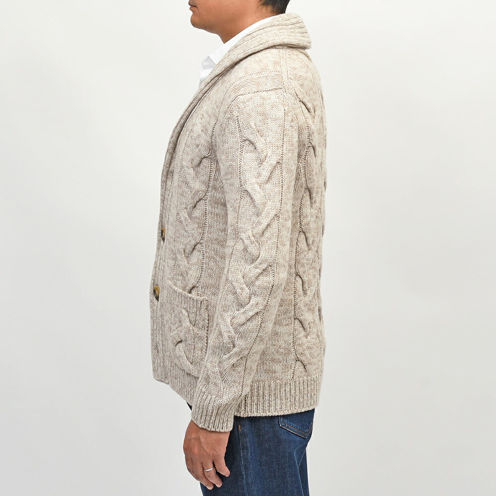 Settefili Cashmere(セッテフィーリ カシミア)ウールカシミヤ ケーブル ショールカラーカーディガン