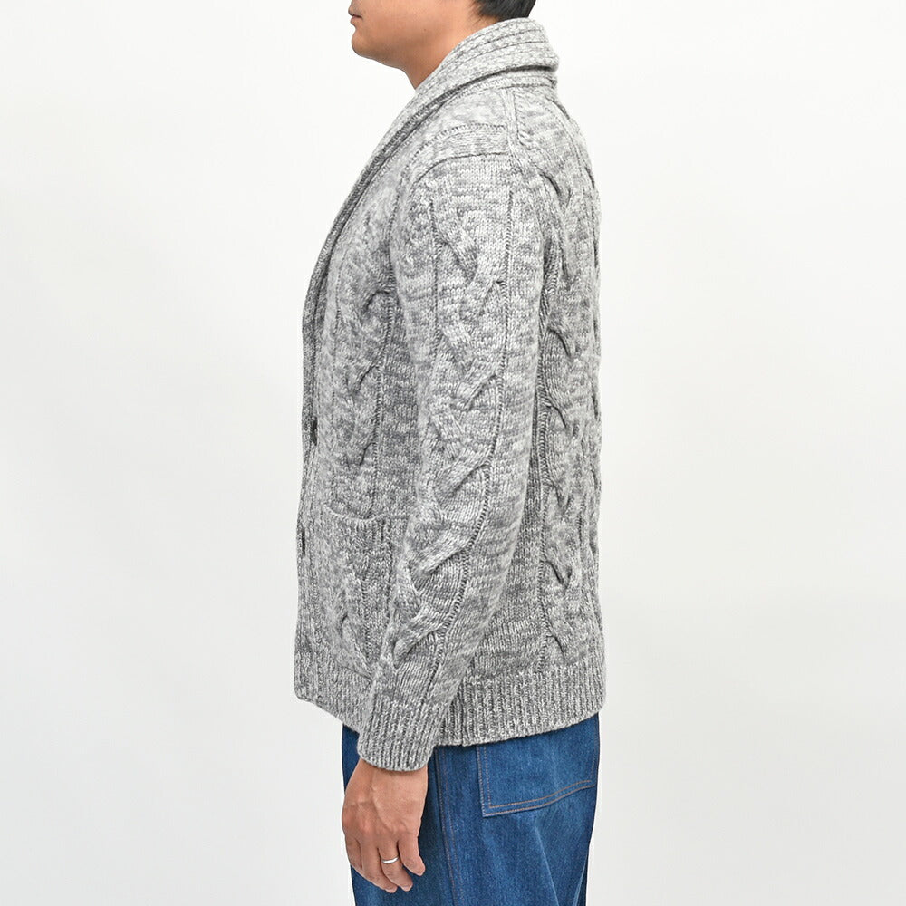 Settefili Cashmere(セッテフィーリ カシミア)ウールカシミヤ ケーブル ショールカラーカーディガン