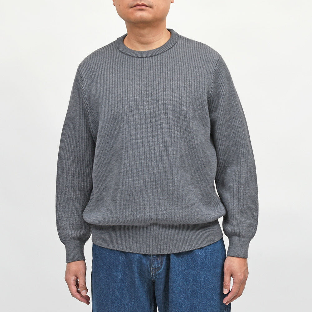 Yonetomi(ヨネトミ)EX FINE WOOL RIB KNIT Pullover エクストラファインメリノウール リブ クルーネックニット