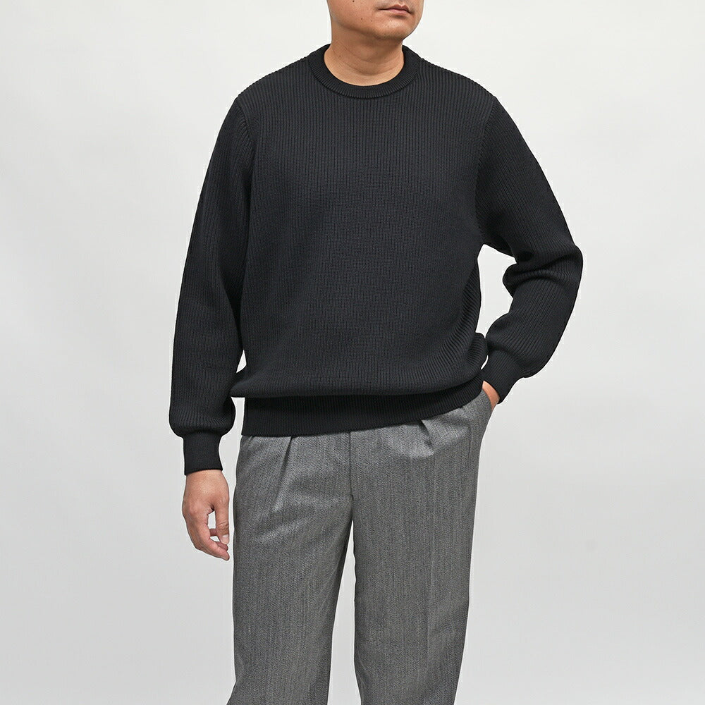 Yonetomi(ヨネトミ)EX FINE WOOL RIB KNIT Pullover エクストラファインメリノウール リブ クルーネックニット