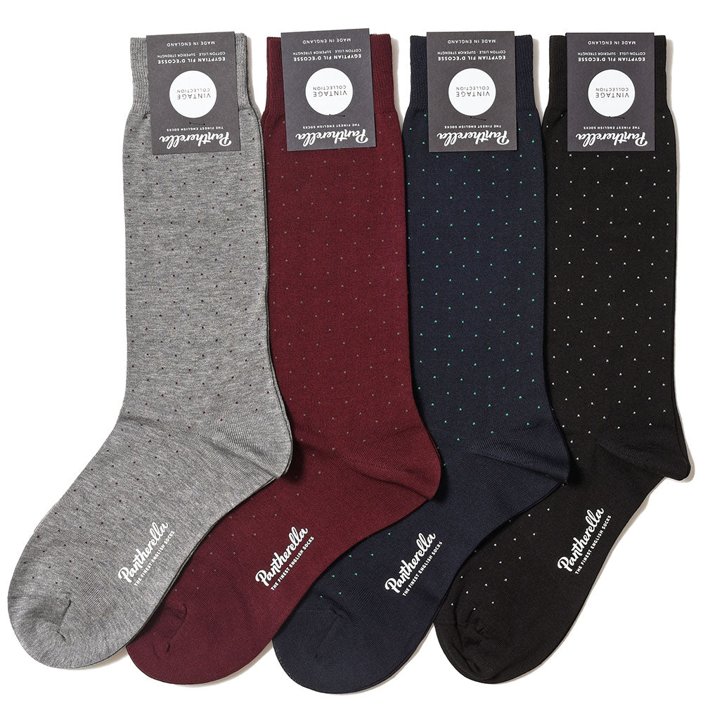 Pantherella パンセレラ GADSBURY コットン ナイロン ピンドット ソックス