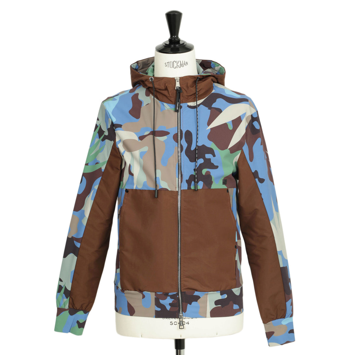 ピーエムディーエス/ カモフラ柄 ナイロン フーデッド ジップアップ ストレッチ ジャージーパーカー / INVISI FL GEO /525AW V01/ブルーカモ