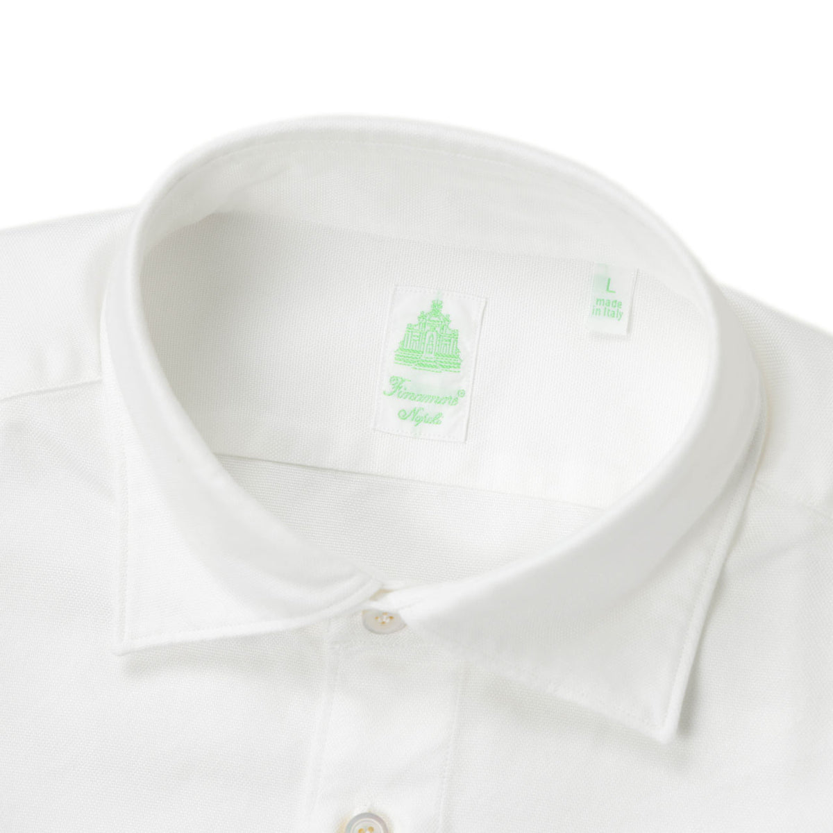 Finamore(フィナモレ) / LUIGI BALI コットン オックスフォード ワイドカラーシャツ 製品洗い/151056 C0765 01/WHITE