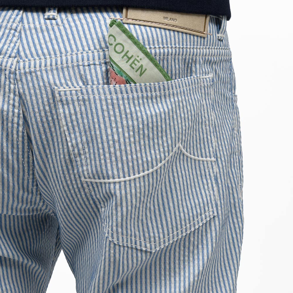 JACOB COHEN(ヤコブコーエン) BARDバード Resort Collection ウールシアサッカースリムテーパードストライプパンツ 226-52942 53065022052