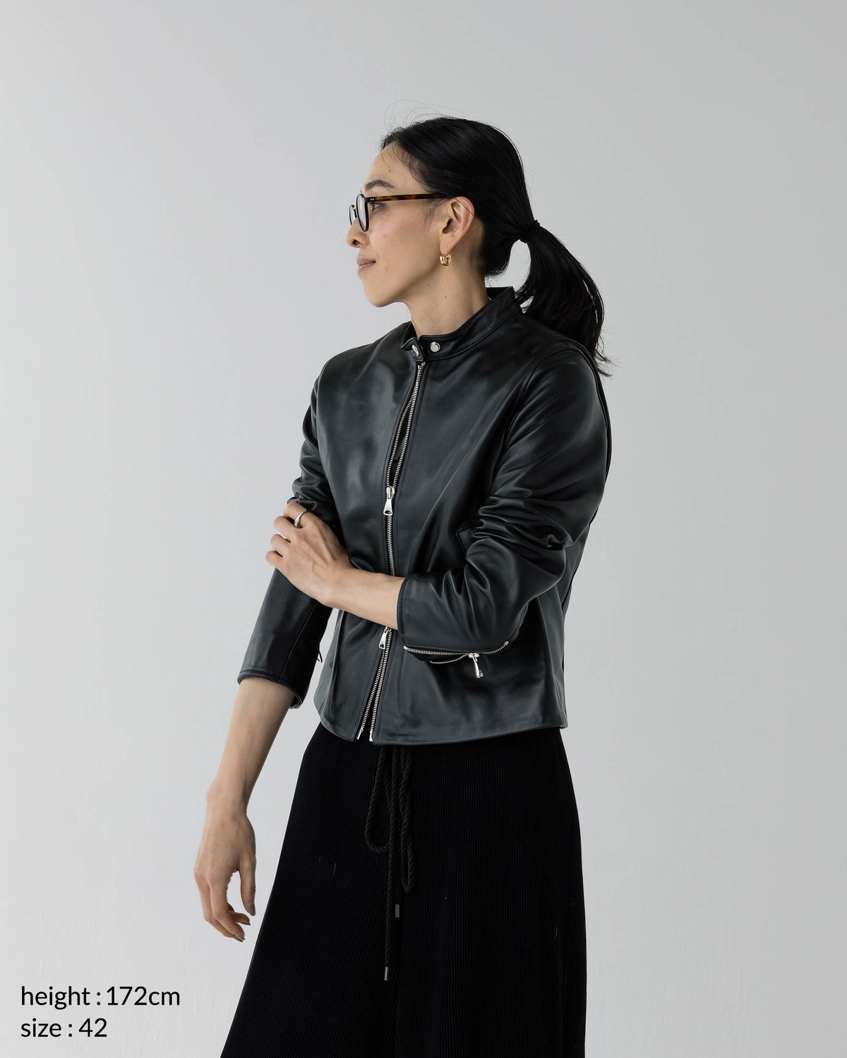 FAI(ファイ) シルバーZIP ナッパチェラータ ラムレザーシングルライダース / ブラック
