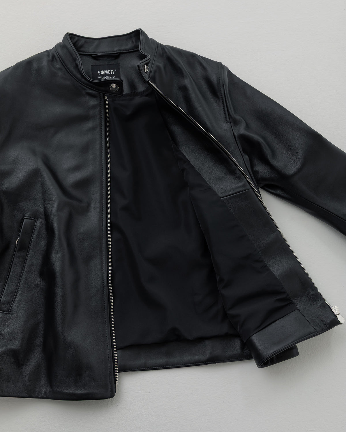 FAI(ファイ) シルバーZIP ナッパチェラータ ラムレザーシングルライダース / ブラック