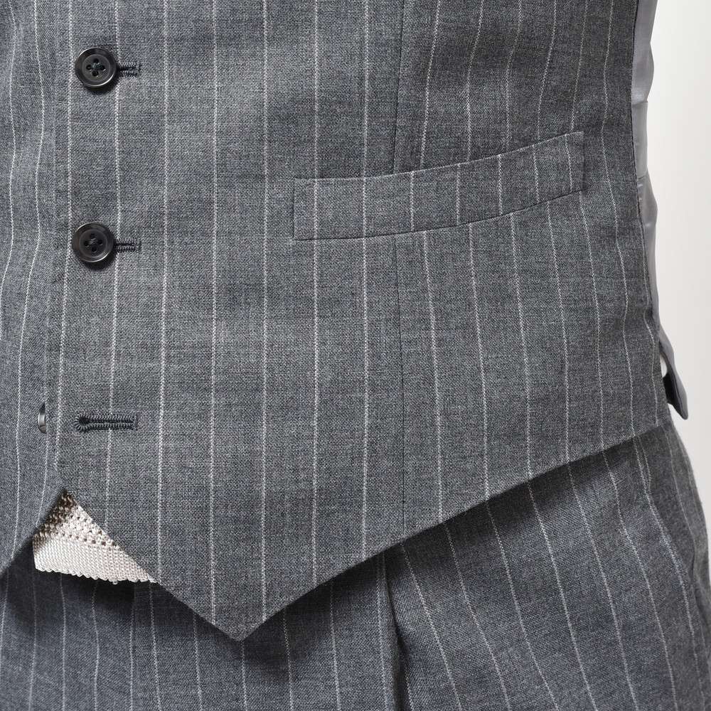 guji(グジ) フォックスブラザーズ ウールフレスコチョークストライプジレ(MADE BY RING JACKET / FOX Brothersファブリック使用)