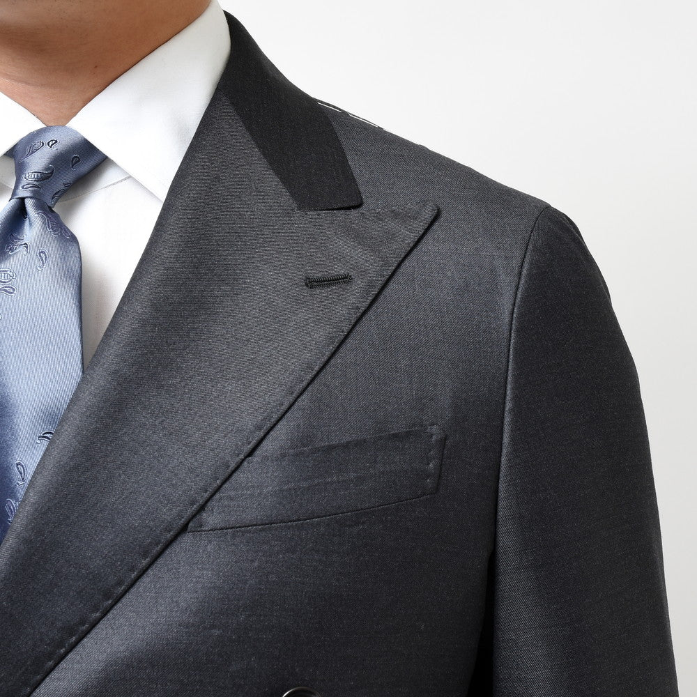 guji(グジ) SUPER150'sウールソリッド6B1プリーツダブルスーツ (MADE BY RING JACKET / LoroPianaファブリック使用)【オールシーズン】