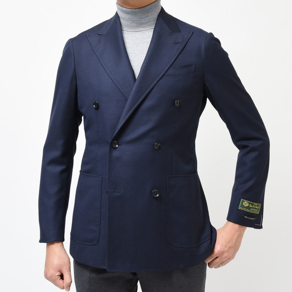 guji(グジ) SUPER150'sウールホップサックソリッド6Bダブルジャケット (MADE BY RING JACKET / LoroPianaファブリック使用)