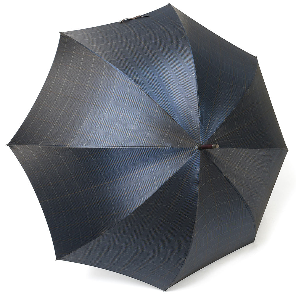 FOX UMBRELLAS(フォックス アンブレラ) ウォーターレペレントポリエステルグレンチェックダークグレインドオークハンドルロングアンブレラ GT1