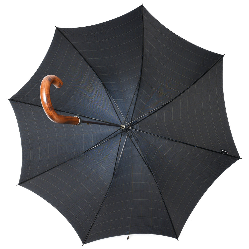 FOX UMBRELLAS(フォックス アンブレラ) ウォーターレペレントポリエステルグレンチェックダークグレインドオークハンドルロングアンブレラ GT1