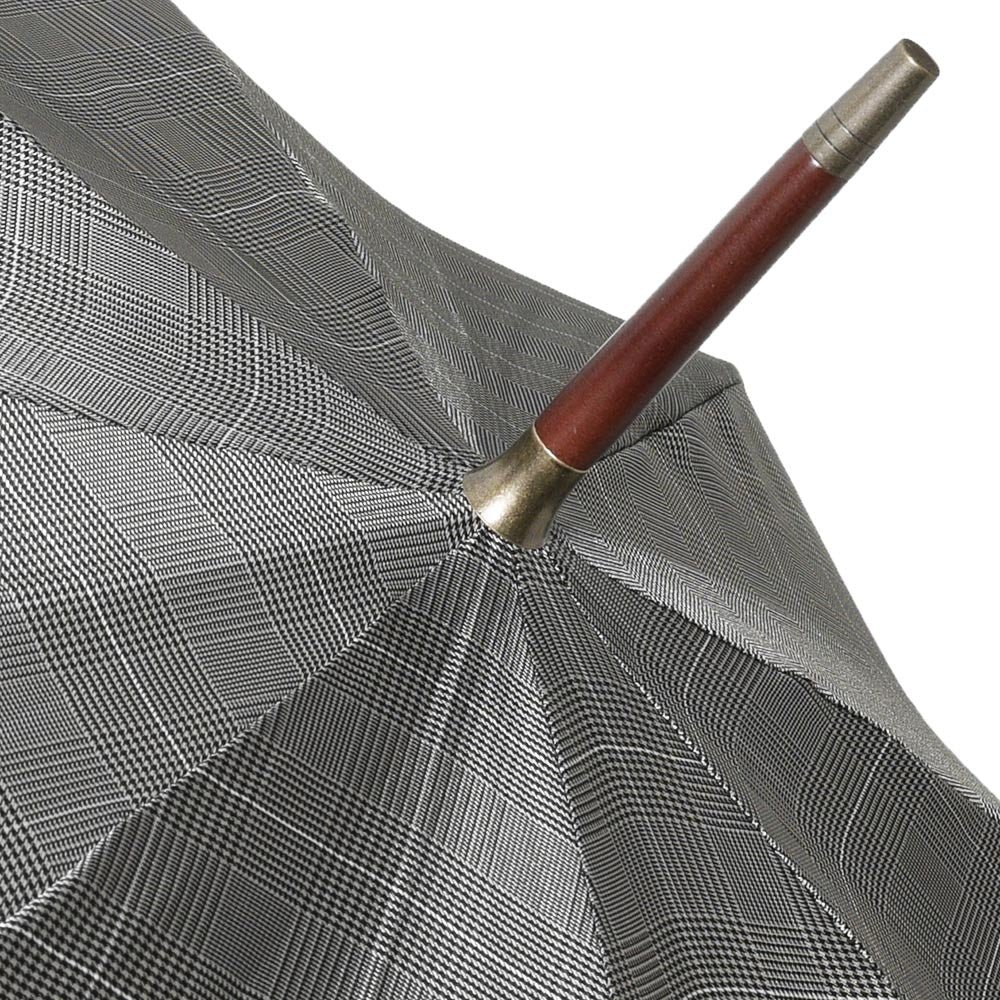 FOX UMBRELLAS(フォックス アンブレラ) ウォーターレペレントポリエステルグレンチェックダークグレインドオークハンドルロングアンブレラ GT1