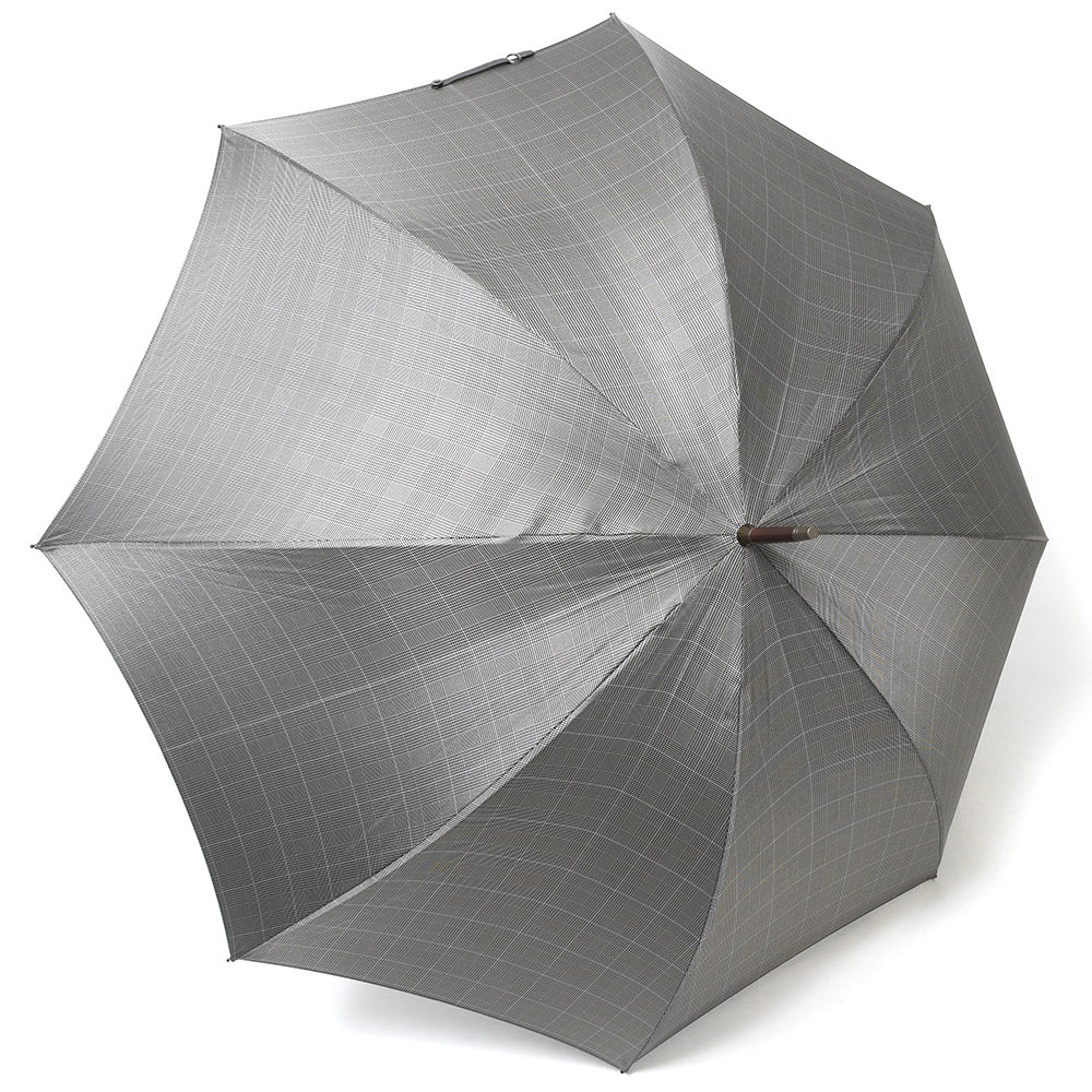 FOX UMBRELLAS(フォックス アンブレラ) ウォーターレペレントポリエステルグレンチェックダークグレインドオークハンドルロングアンブレラ GT1