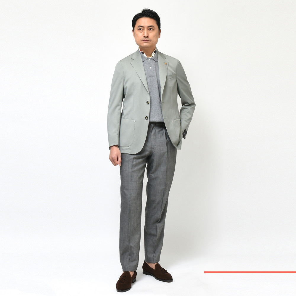 garoh(ガロウ) pants01 ウールモヘアピンヘッド1プリーツテーパードパンツ