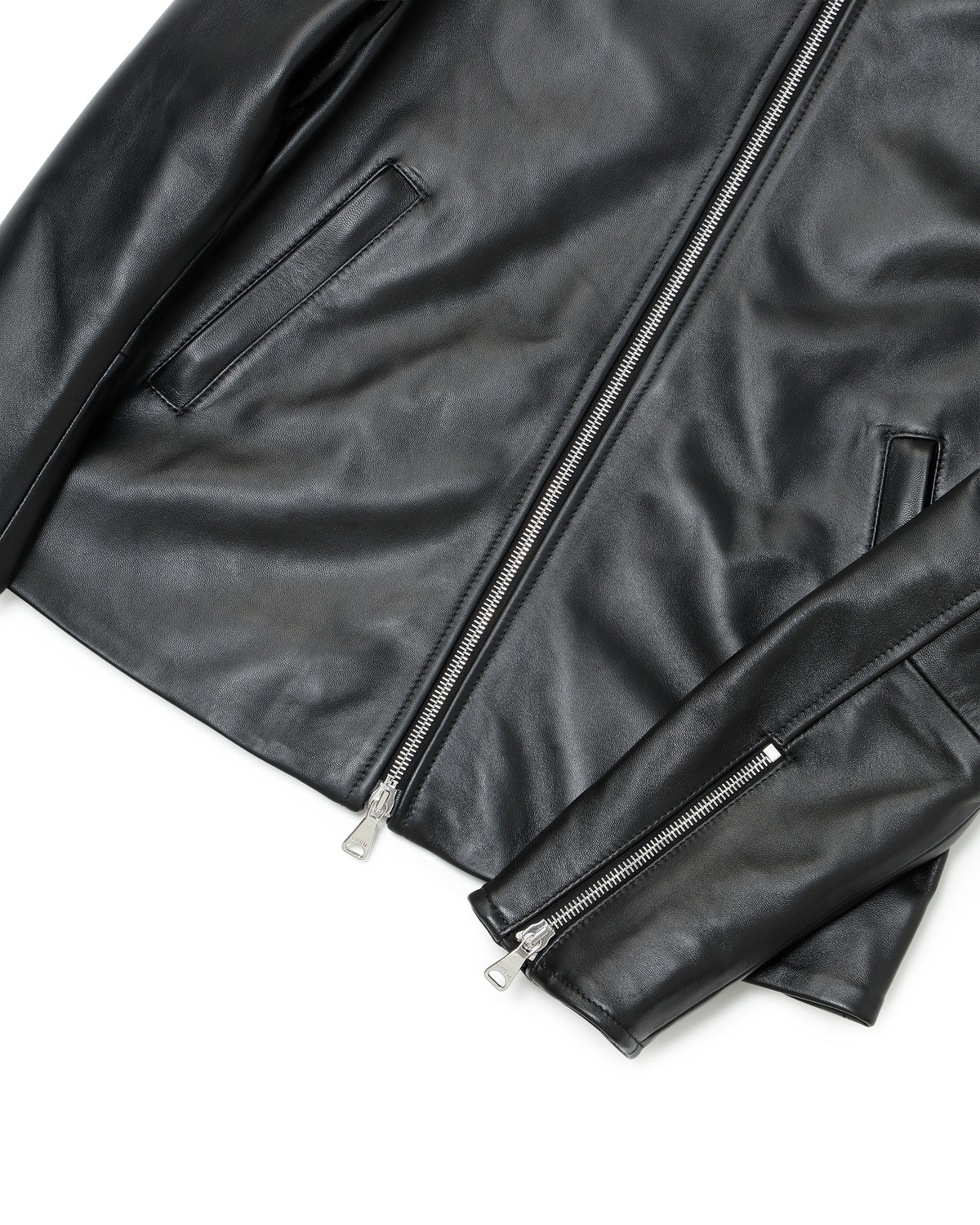 FAI(ファイ) シルバーZIP ナッパチェラータ ラムレザーシングルライダース / ブラック