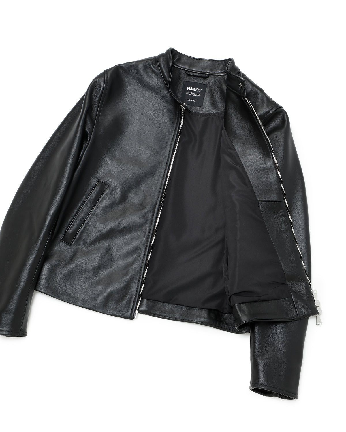 FAI(ファイ) シルバーZIP ナッパチェラータ ラムレザーシングルライダース / ブラック
