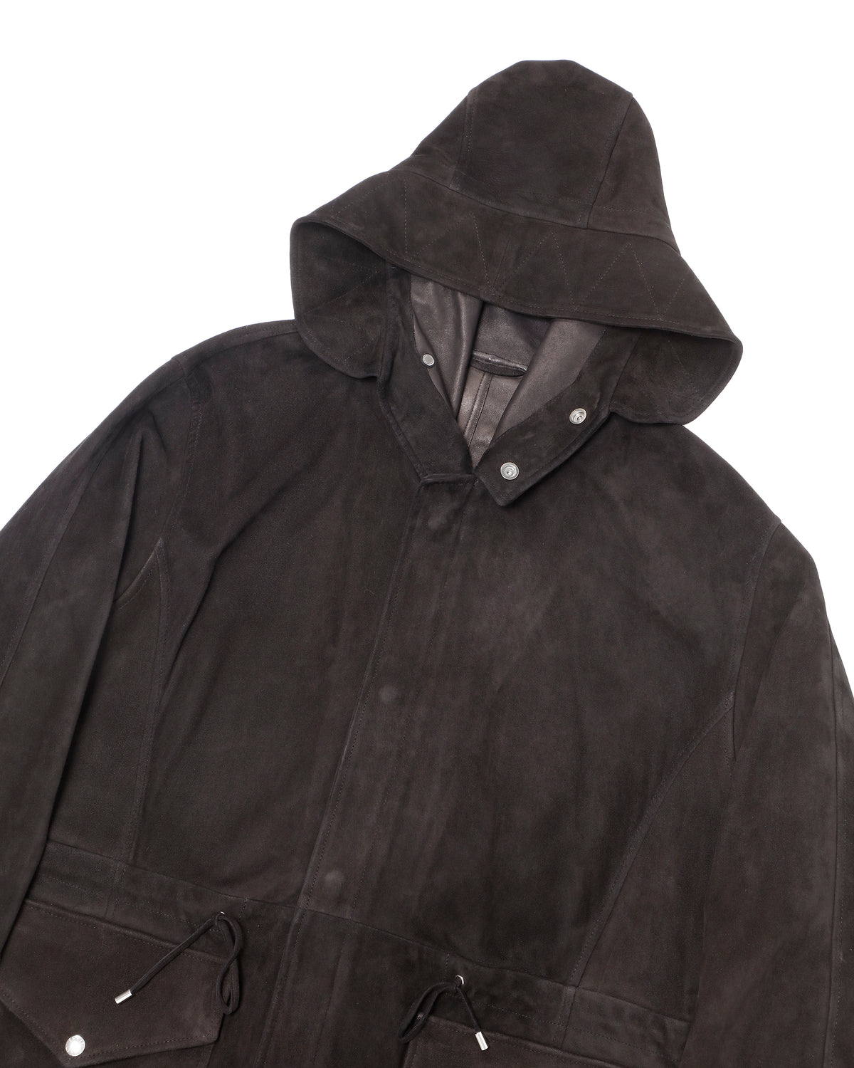 FOCUS(フォーカス) シルバーZIP SPレザー スエードモッズコート / ブラック