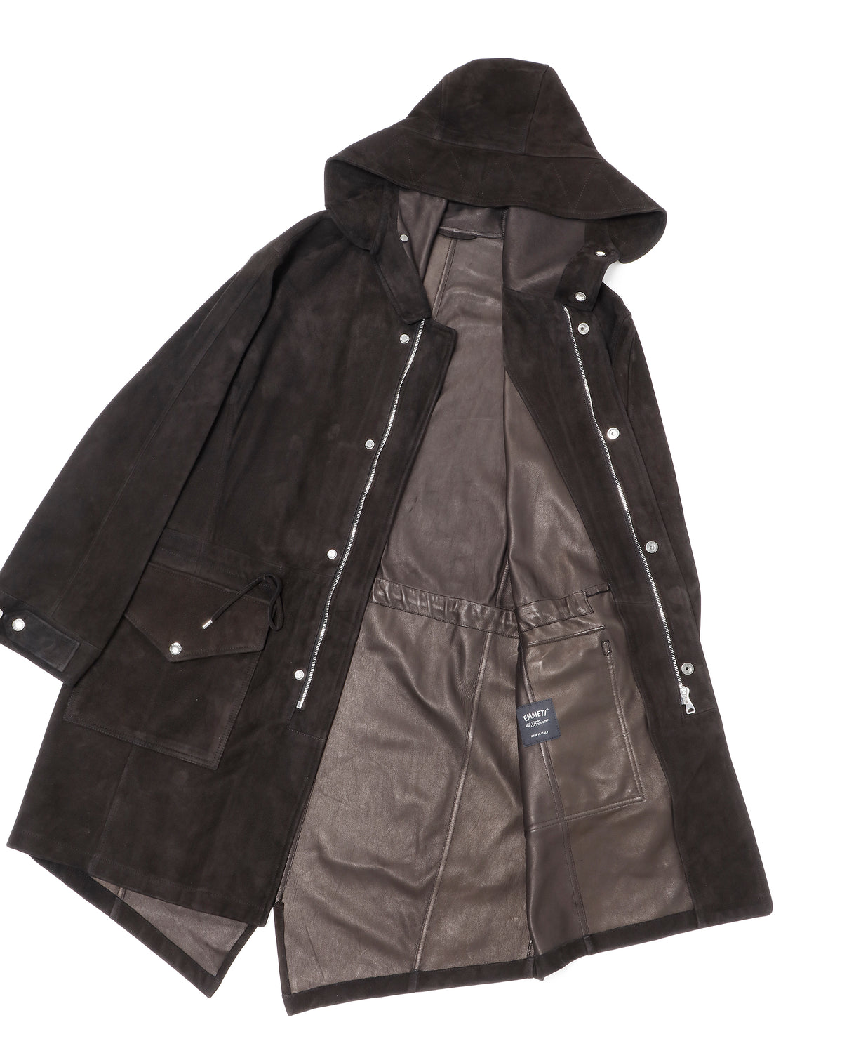 FOCUS(フォーカス) シルバーZIP SPレザー スエードモッズコート / ブラック