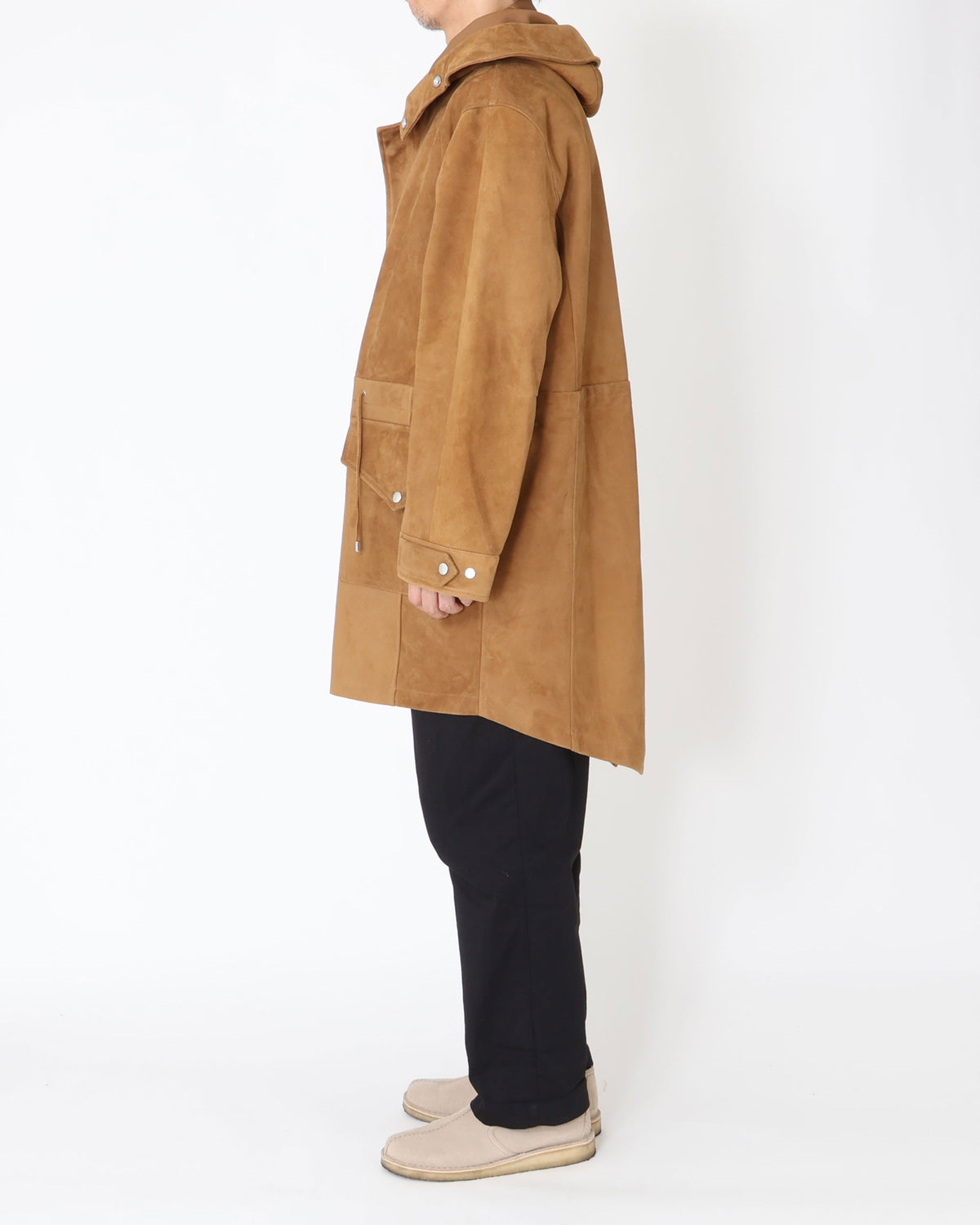FOCUS(フォーカス) シルバーZIP SPレザー スエードモッズコート / キャメル
