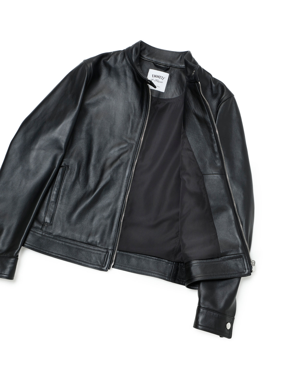 JURI DONNA(ユリ ドンナ) シルバーZIP ナッパチェラータ ラムレザーシングルライダース / ブラック
