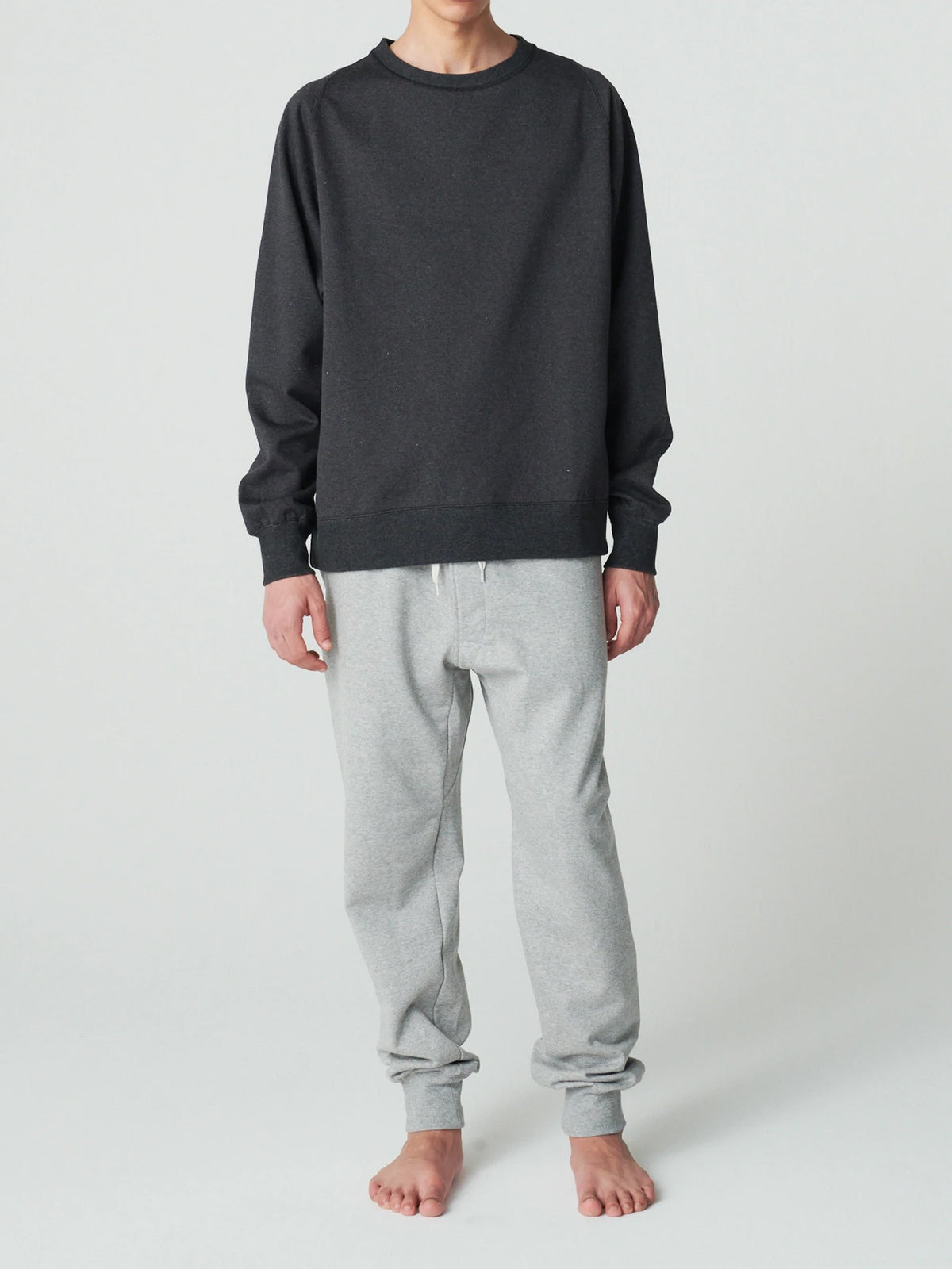 Sweat Shirts / クルーネックスウェットシャツ / チャコールグレー (表コットンMVS・裏毛シルク100%)