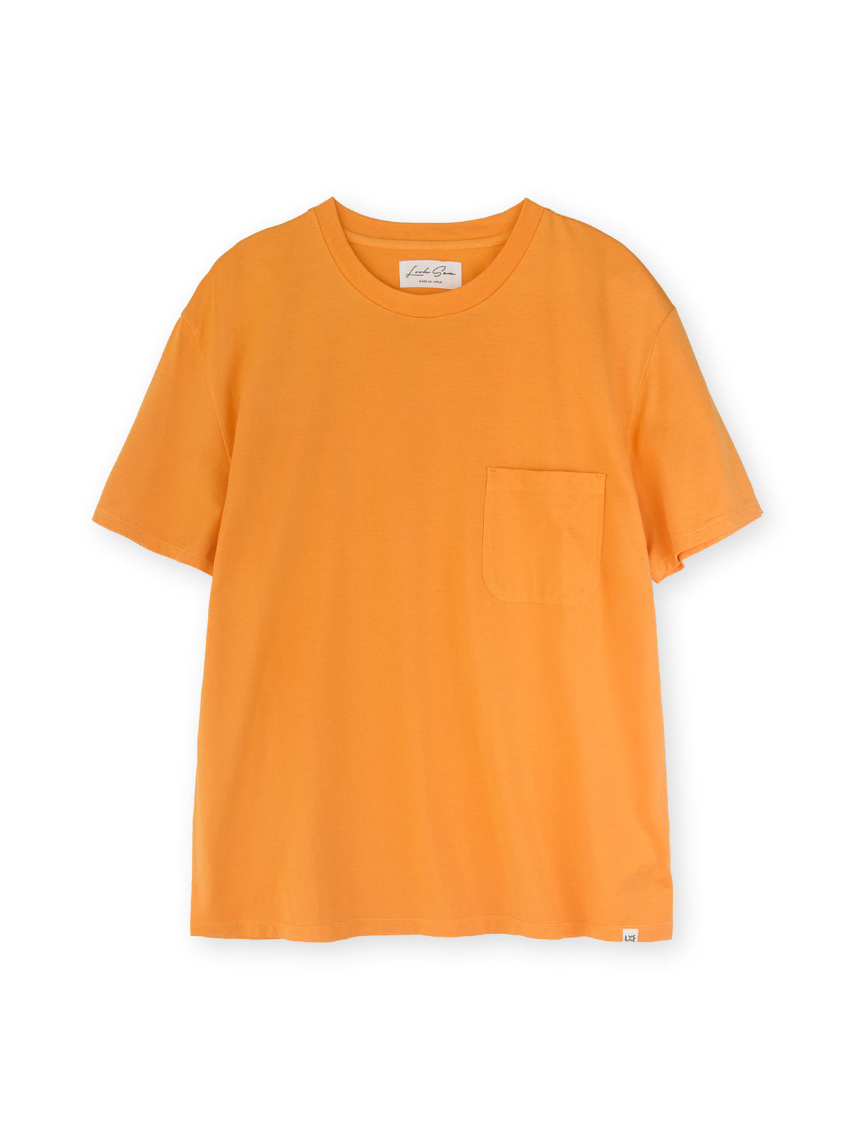 コットン&シルク クルーネック天竺Tシャツ (オレンジ)