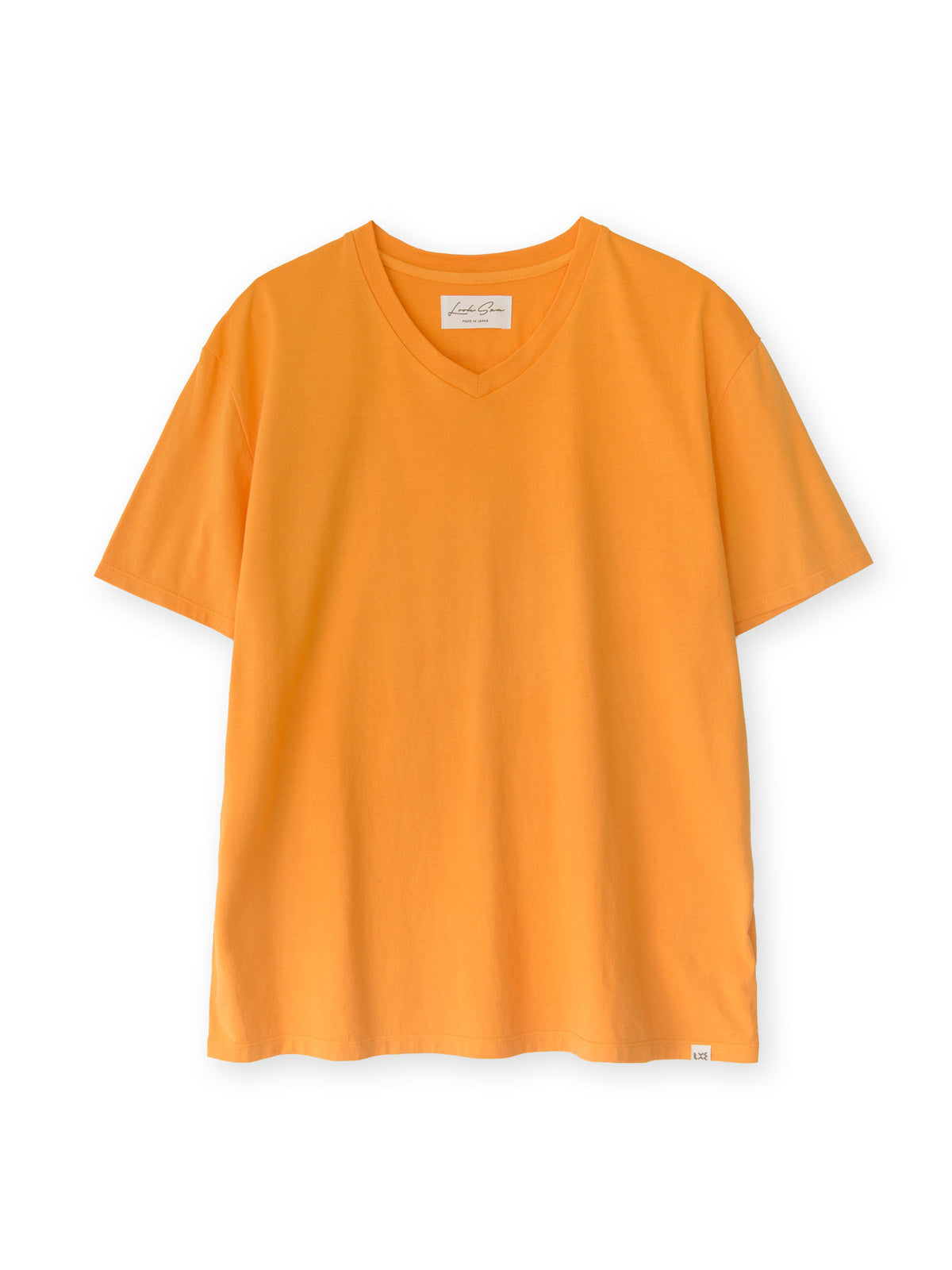 コットン&シルク Vネック天竺Tシャツ (オレンジ)
