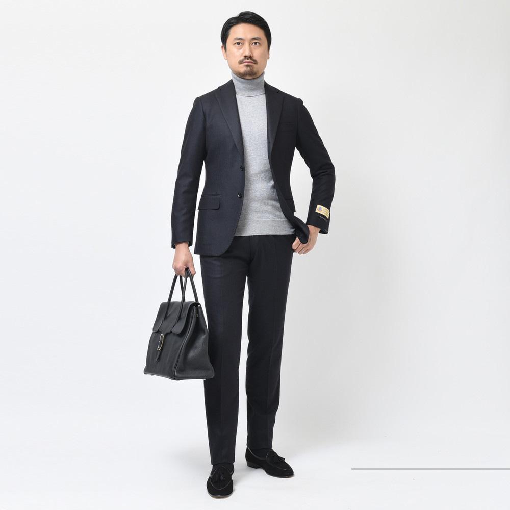 guji(グジ) ウールフランネルソリッド3B1プリーツスーツ(MADE BY RING JACKET / CARLO BARBERAファブリック使用)