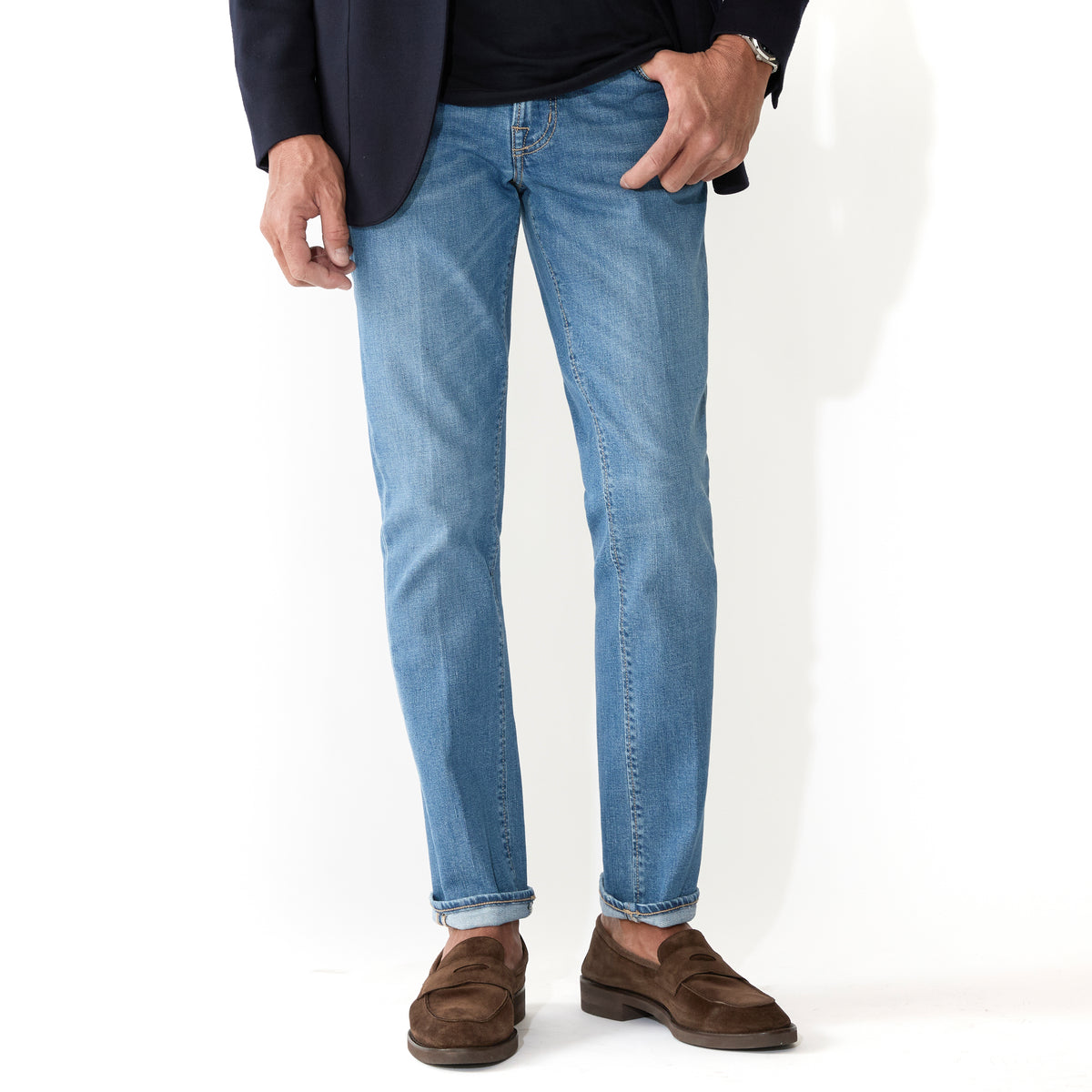 BRIGLIA 1949 RIBOT コットンストレッチ スリムデニムパンツ