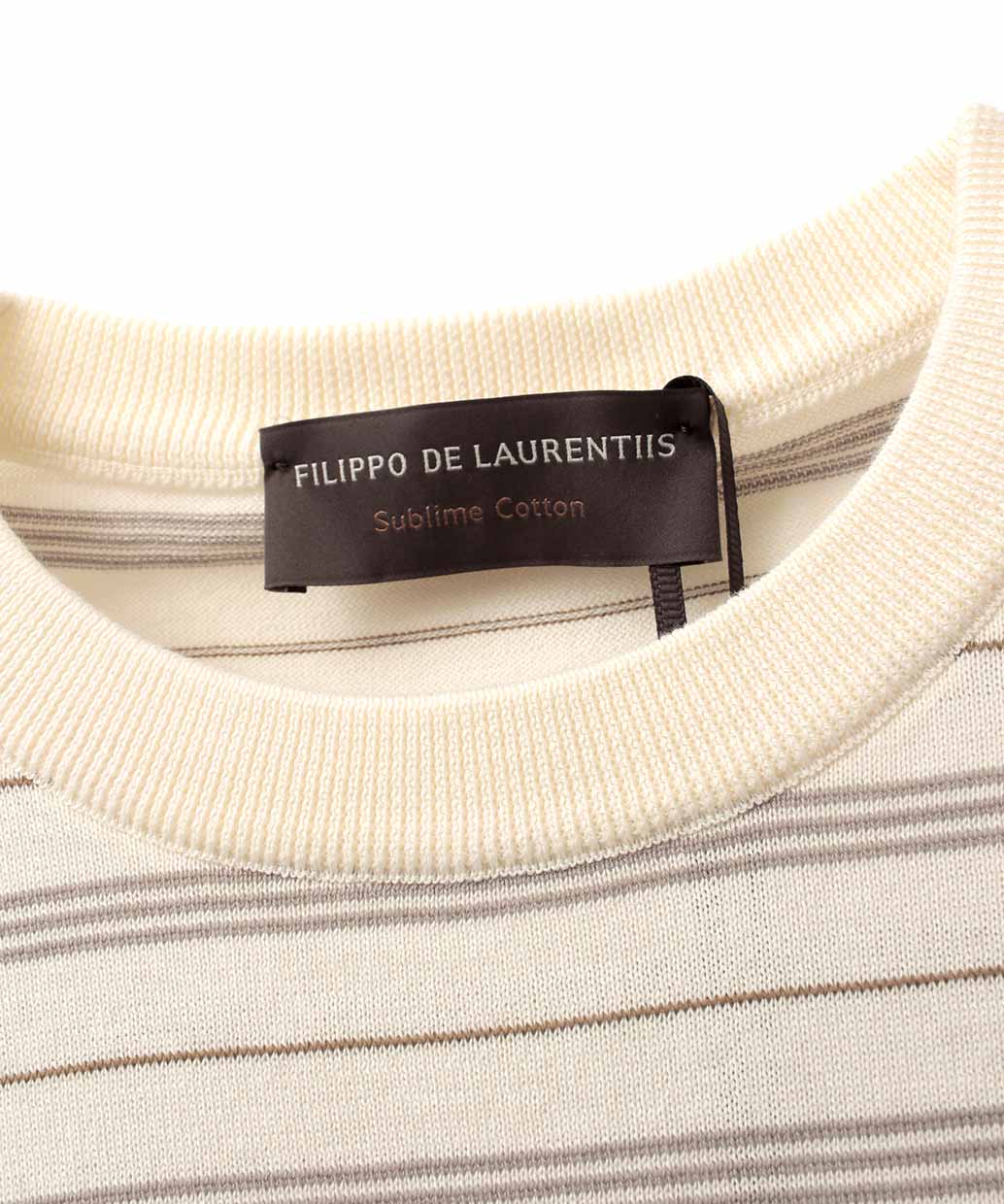 FILIPPO DE LAURENTIIS コットン ボーダー クルーネック ニット